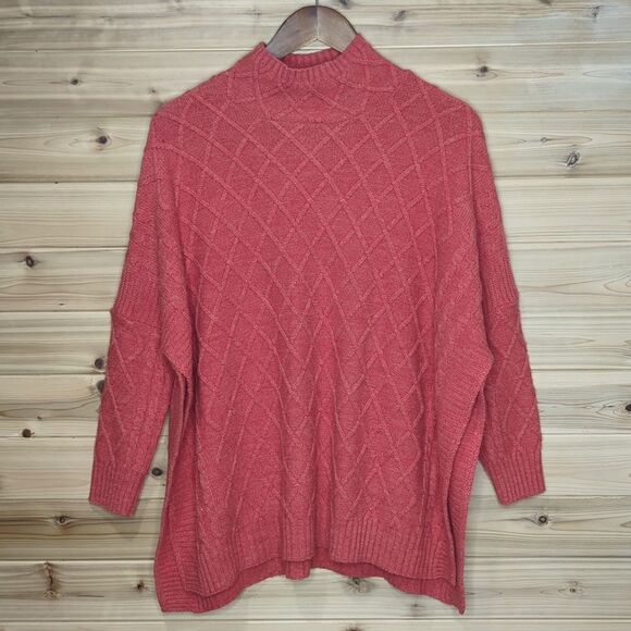 Mer Sea Sweater Womens One Size Coral Diamond Relaxed Sweater - Picture 1 of 9